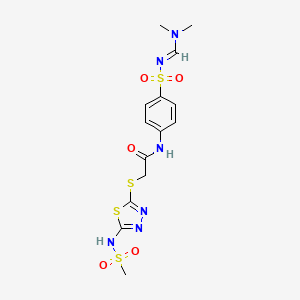 N-(4-{[(E)-(dimethylamino)methylidene]sulfamoyl}phenyl)-2-({5-[(methylsulfonyl)amino]-1,3,4-thiadiazol-2-yl}sulfanyl)acetamide