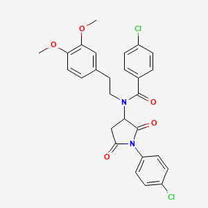 molecular formula C27H24Cl2N2O5 B11523208 4-chloro-N-[1-(4-chlorophenyl)-2,5-dioxopyrrolidin-3-yl]-N-[2-(3,4-dimethoxyphenyl)ethyl]benzamide 