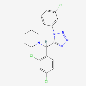 molecular formula C19H18Cl3N5 B11523233 1-{[1-(3-chlorophenyl)-1H-tetrazol-5-yl](2,4-dichlorophenyl)methyl}piperidine 