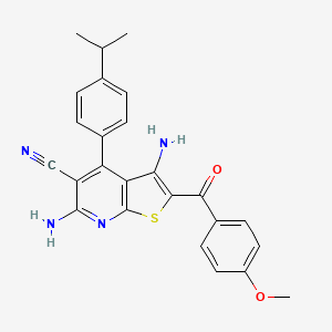 molecular formula C25H22N4O2S B11523237 3,6-Diamino-2-[(4-methoxyphenyl)carbonyl]-4-[4-(propan-2-yl)phenyl]thieno[2,3-b]pyridine-5-carbonitrile 