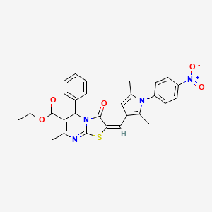 ethyl (2E)-2-{[2,5-dimethyl-1-(4-nitrophenyl)-1H-pyrrol-3-yl]methylidene}-7-methyl-3-oxo-5-phenyl-2,3-dihydro-5H-[1,3]thiazolo[3,2-a]pyrimidine-6-carboxylate