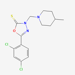 molecular formula C15H17Cl2N3OS B11523257 5-(2,4-dichlorophenyl)-3-[(4-methylpiperidin-1-yl)methyl]-1,3,4-oxadiazole-2(3H)-thione 