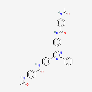 molecular formula C40H32N6O4 B11523284 4-Acetamido-N-(4-{6-[4-(4-acetamidobenzamido)phenyl]-2-phenylpyrimidin-4-YL}phenyl)benzamide 