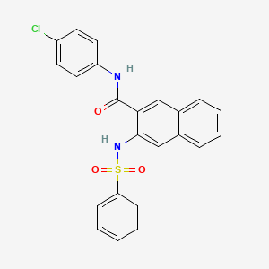 molecular formula C23H17ClN2O3S B11523298 N-(4-chlorophenyl)-3-[(phenylsulfonyl)amino]naphthalene-2-carboxamide 