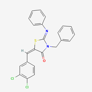 molecular formula C23H16Cl2N2OS B11523306 (2Z,5E)-3-benzyl-5-(3,4-dichlorobenzylidene)-2-(phenylimino)-1,3-thiazolidin-4-one 