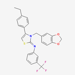 N-[(2Z)-3-(1,3-benzodioxol-5-ylmethyl)-4-(4-ethylphenyl)-1,3-thiazol-2(3H)-ylidene]-3-(trifluoromethyl)aniline