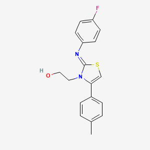 molecular formula C18H17FN2OS B11523318 2-[(2Z)-2-[(4-fluorophenyl)imino]-4-(4-methylphenyl)-1,3-thiazol-3(2H)-yl]ethanol 