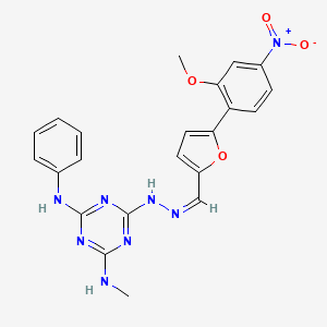 6-[(2Z)-2-{[5-(2-methoxy-4-nitrophenyl)furan-2-yl]methylidene}hydrazinyl]-N-methyl-N'-phenyl-1,3,5-triazine-2,4-diamine