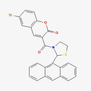 molecular formula C27H18BrNO3S B11523366 3-{[2-(anthracen-9-yl)-1,3-thiazolidin-3-yl]carbonyl}-6-bromo-2H-chromen-2-one 