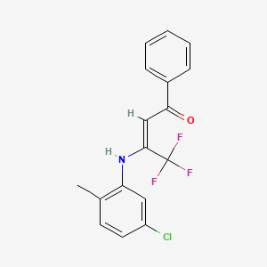 molecular formula C17H13ClF3NO B11523381 (2E)-3-[(5-chloro-2-methylphenyl)amino]-4,4,4-trifluoro-1-phenylbut-2-en-1-one 