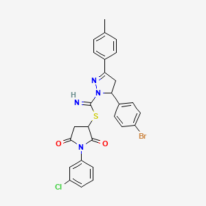 1-(3-chlorophenyl)-2,5-dioxopyrrolidin-3-yl 5-(4-bromophenyl)-3-(4-methylphenyl)-4,5-dihydro-1H-pyrazole-1-carbimidothioate