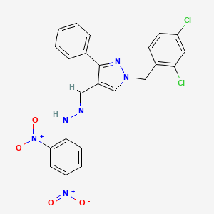 1-(2,4-dichlorobenzyl)-4-{(E)-[2-(2,4-dinitrophenyl)hydrazinylidene]methyl}-3-phenyl-1H-pyrazole