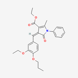 molecular formula C26H29NO5 B11523447 ethyl (4Z)-4-[(3-ethoxy-4-propoxyphenyl)methylidene]-2-methyl-5-oxo-1-phenyl-4,5-dihydro-1H-pyrrole-3-carboxylate 