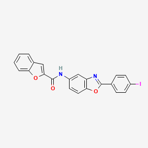 molecular formula C22H13IN2O3 B11523462 N-[2-(4-iodophenyl)-1,3-benzoxazol-5-yl]-1-benzofuran-2-carboxamide 