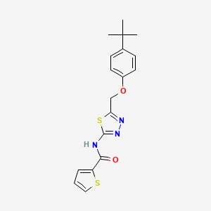 molecular formula C18H19N3O2S2 B11523532 N-{5-[(4-tert-butylphenoxy)methyl]-1,3,4-thiadiazol-2-yl}thiophene-2-carboxamide 