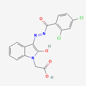 molecular formula C17H11Cl2N3O4 B11523587 [(3E)-3-{2-[(2,4-dichlorophenyl)carbonyl]hydrazinylidene}-2-oxo-2,3-dihydro-1H-indol-1-yl]acetic acid 