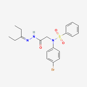 molecular formula C19H22BrN3O3S B11523598 N-(4-Bromophenyl)-N-{[N'-(pentan-3-ylidene)hydrazinecarbonyl]methyl}benzenesulfonamide 