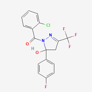 (2-chlorophenyl)[5-(4-fluorophenyl)-5-hydroxy-3-(trifluoromethyl)-4,5-dihydro-1H-pyrazol-1-yl]methanone