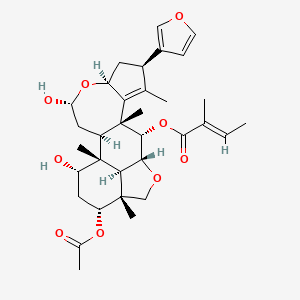 [(1R,2R,4R,6S,8R,11R,12S,13R,16R,17R,19S,20R)-17-Acetyloxy-8-(furan-3-yl)-4,19-dihydroxy-1,9,11,16-tetramethyl-5,14-dioxapentacyclo[11.6.1.02,11.06,10.016,20]icos-9-en-12-yl] (E)-2-methylbut-2-enoate