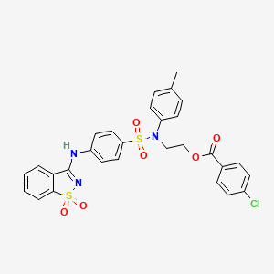 2-[({4-[(1,1-Dioxido-1,2-benzothiazol-3-yl)amino]phenyl}sulfonyl)(4-methylphenyl)amino]ethyl 4-chlorobenzoate