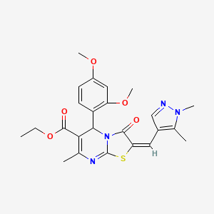 ethyl (2E)-5-(2,4-dimethoxyphenyl)-2-[(1,5-dimethyl-1H-pyrazol-4-yl)methylidene]-7-methyl-3-oxo-2,3-dihydro-5H-[1,3]thiazolo[3,2-a]pyrimidine-6-carboxylate