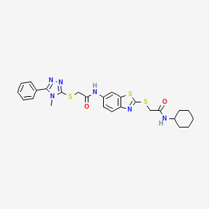 N-(2-{[2-(cyclohexylamino)-2-oxoethyl]sulfanyl}-1,3-benzothiazol-6-yl)-2-[(4-methyl-5-phenyl-4H-1,2,4-triazol-3-yl)sulfanyl]acetamide