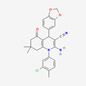 2-Amino-4-(1,3-benzodioxol-5-yl)-1-(3-chloro-4-methylphenyl)-7,7-dimethyl-5-oxo-1,4,5,6,7,8-hexahydroquinoline-3-carbonitrile