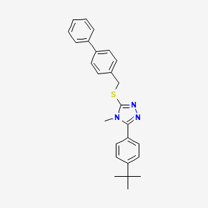 molecular formula C26H27N3S B11523724 3-[(biphenyl-4-ylmethyl)sulfanyl]-5-(4-tert-butylphenyl)-4-methyl-4H-1,2,4-triazole 