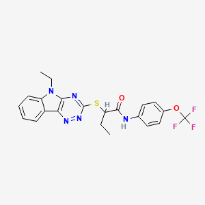 molecular formula C22H20F3N5O2S B11523735 2-({5-Ethyl-5H-[1,2,4]triazino[5,6-B]indol-3-YL}sulfanyl)-N-[4-(trifluoromethoxy)phenyl]butanamide 