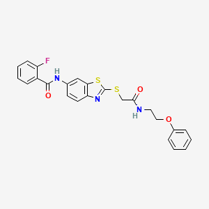 2-fluoro-N-[2-({2-oxo-2-[(2-phenoxyethyl)amino]ethyl}sulfanyl)-1,3-benzothiazol-6-yl]benzamide