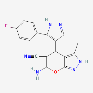 6-amino-4-[3-(4-fluorophenyl)-1H-pyrazol-4-yl]-3-methyl-1,4-dihydropyrano[2,3-c]pyrazole-5-carbonitrile