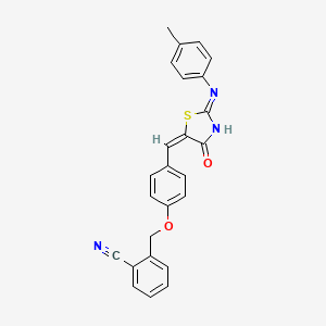 2-[[4-[(E)-[2-(4-methylanilino)-4-oxo-1,3-thiazol-5-ylidene]methyl]phenoxy]methyl]benzonitrile