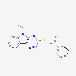 molecular formula C20H18N4OS B11523778 1-phenyl-2-[(5-propyl-5H-[1,2,4]triazino[5,6-b]indol-3-yl)sulfanyl]ethanone 