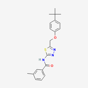 molecular formula C21H23N3O2S B11523785 N-{5-[(4-tert-butylphenoxy)methyl]-1,3,4-thiadiazol-2-yl}-3-methylbenzamide 