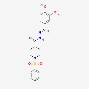 N'-[(E)-(4-hydroxy-3-methoxyphenyl)methylidene]-1-(phenylsulfonyl)piperidine-4-carbohydrazide