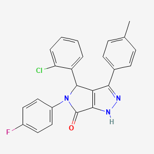 molecular formula C24H17ClFN3O B11523883 4-(2-chlorophenyl)-5-(4-fluorophenyl)-3-(4-methylphenyl)-4,5-dihydropyrrolo[3,4-c]pyrazol-6(2H)-one 