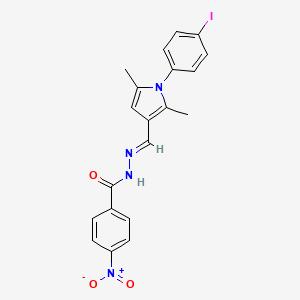 molecular formula C20H17IN4O3 B11523906 N'-[(E)-[1-(4-Iodophenyl)-2,5-dimethyl-1H-pyrrol-3-YL]methylidene]-4-nitrobenzohydrazide 