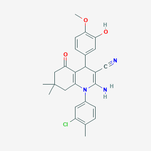 2-Amino-1-(3-chloro-4-methylphenyl)-4-(3-hydroxy-4-methoxyphenyl)-7,7-dimethyl-5-oxo-1,4,5,6,7,8-hexahydroquinoline-3-carbonitrile