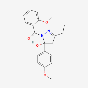 [3-ethyl-5-hydroxy-5-(4-methoxyphenyl)-4,5-dihydro-1H-pyrazol-1-yl](2-methoxyphenyl)methanone