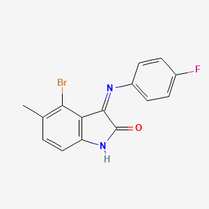 (3Z)-4-bromo-3-[(4-fluorophenyl)imino]-5-methyl-1,3-dihydro-2H-indol-2-one