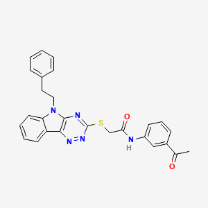 N-(3-acetylphenyl)-2-{[5-(2-phenylethyl)-5H-[1,2,4]triazino[5,6-b]indol-3-yl]sulfanyl}acetamide