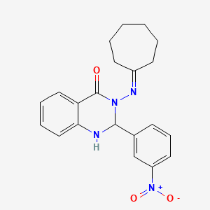 3-(cycloheptylideneamino)-2-(3-nitrophenyl)-2,3-dihydroquinazolin-4(1H)-one