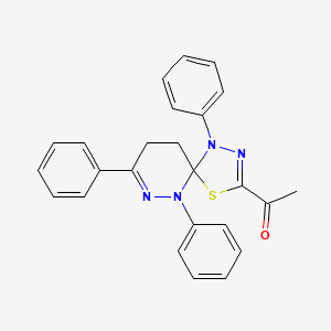 molecular formula C25H22N4OS B11524062 1-(1,6,8-Triphenyl-4-thia-1,2,6,7-tetraazaspiro[4.5]deca-2,7-dien-3-yl)ethanone 