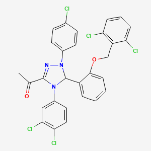 molecular formula C29H20Cl5N3O2 B11524112 1-[1-(4-chlorophenyl)-5-{2-[(2,6-dichlorobenzyl)oxy]phenyl}-4-(3,4-dichlorophenyl)-4,5-dihydro-1H-1,2,4-triazol-3-yl]ethanone 