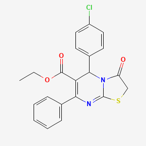 molecular formula C21H17ClN2O3S B11524113 ethyl 5-(4-chlorophenyl)-3-oxo-7-phenyl-2,3-dihydro-5H-[1,3]thiazolo[3,2-a]pyrimidine-6-carboxylate 