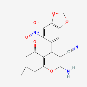 2-Amino-7,7-dimethyl-4-(6-nitro-benzo[1,3]dioxol-5-yl)-5-oxo-5,6,7,8-tetrahydro-4H-chromene-3-carbonitrile