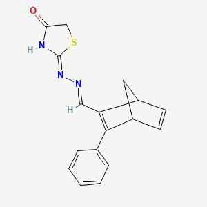 molecular formula C17H15N3OS B11524174 (2Z)-2-{(2E)-[(3-phenylbicyclo[2.2.1]hepta-2,5-dien-2-yl)methylidene]hydrazinylidene}-1,3-thiazolidin-4-one 