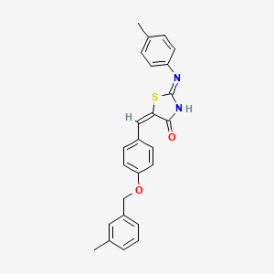 molecular formula C25H22N2O2S B11524177 (5E)-2-(4-methylanilino)-5-[[4-[(3-methylphenyl)methoxy]phenyl]methylidene]-1,3-thiazol-4-one 