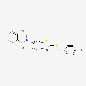 2-chloro-N-{2-[(4-iodobenzyl)sulfanyl]-1,3-benzothiazol-6-yl}benzamide