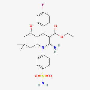 Ethyl 2-amino-4-(4-fluorophenyl)-7,7-dimethyl-5-oxo-1-(4-sulfamoylphenyl)-1,4,5,6,7,8-hexahydroquinoline-3-carboxylate